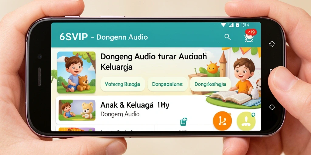 Antarmuka aplikasi 6SVIP yang menarik untuk Dongeng Audio.