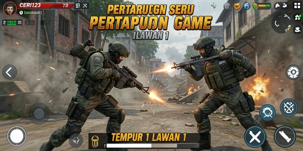 Antarmuka CERI123 saat pertarungan 1 lawan 1 penuh aksi.