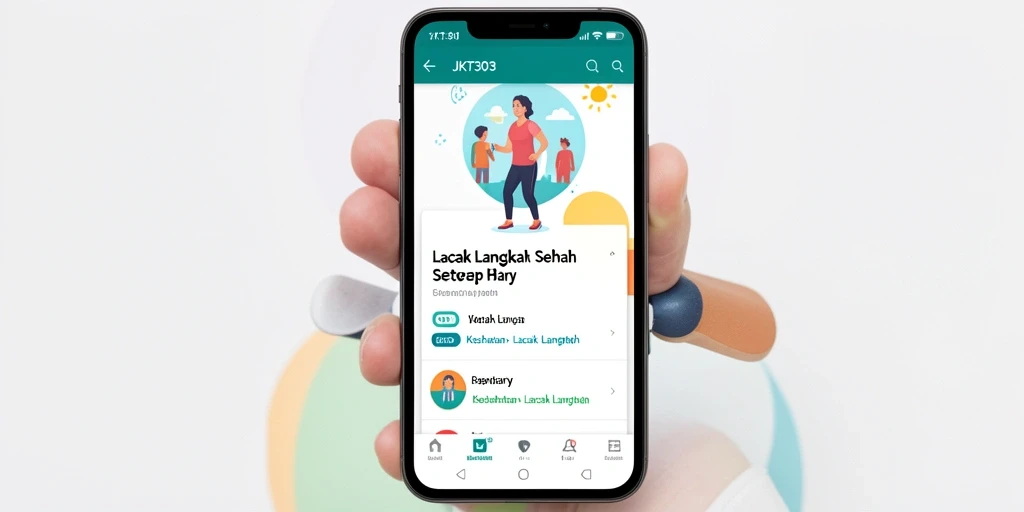 Antarmuka aplikasi JKT303 yang menampilkan fungsi lacak langkah yang sederhana.