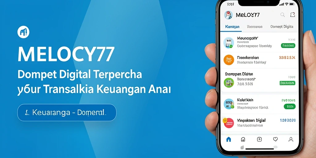 Antarmuka utama aplikasi Dompet Digital MELODY77 yang user-friendly.