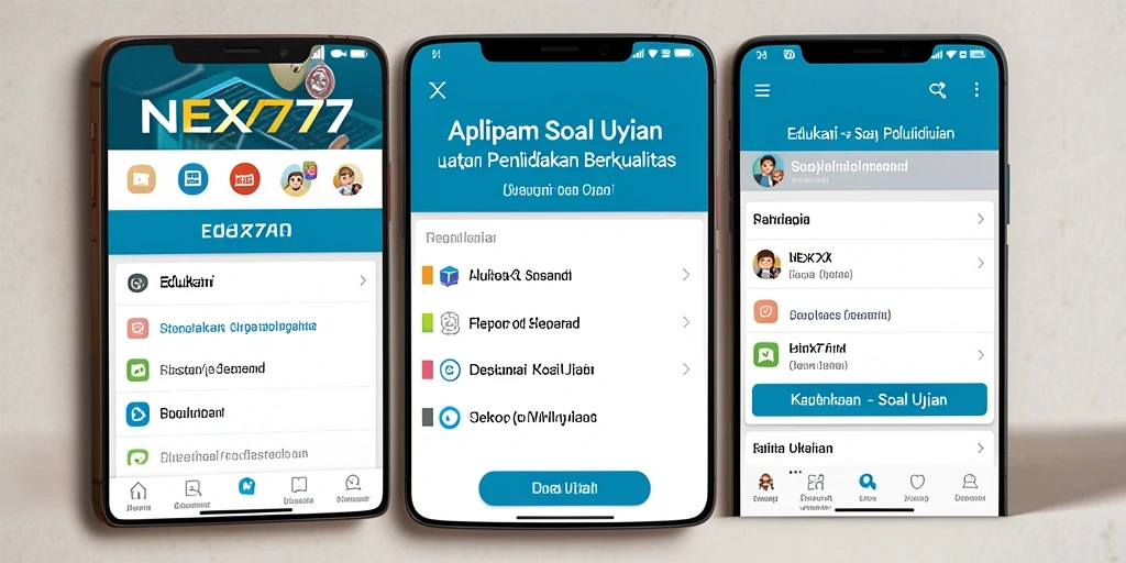 Tampilan antarmuka NEX777 dengan fitur soal ujian yang interaktif.