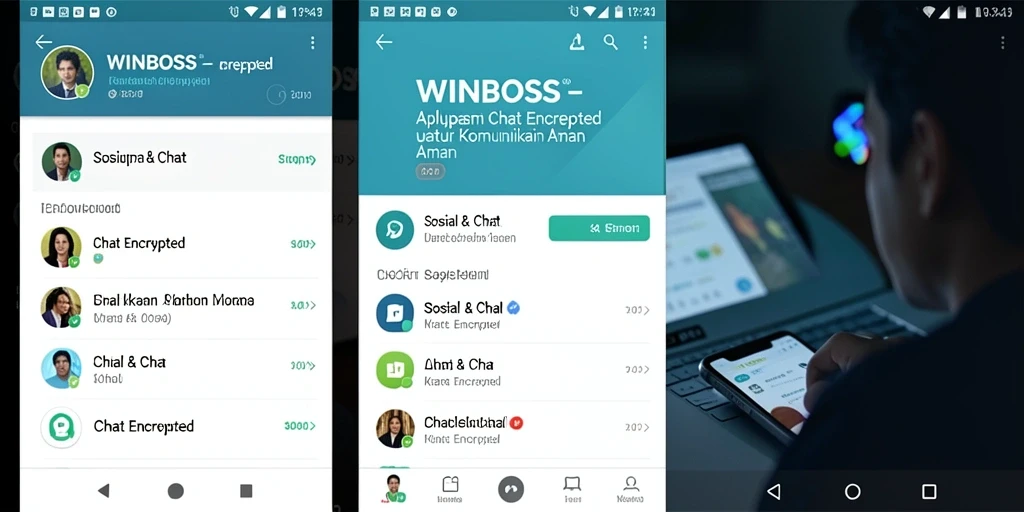 Antarmuka aplikasi WINBOSS dengan fitur chat yang aman dan mudah digunakan.